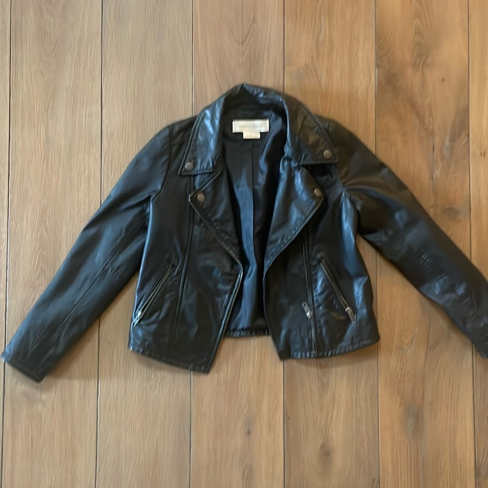 Girls Black Leather Jacket- size L